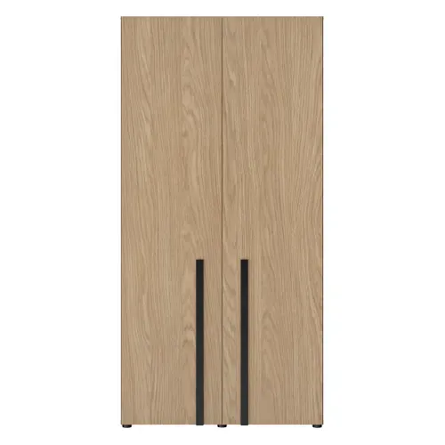 Armoire 2 portes L. 100 cm NAEL imitation chêne et noir vue de face