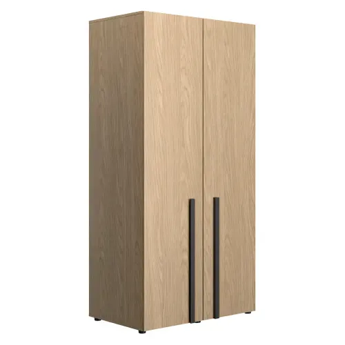 Armoire 2 portes L. 100 cm NAEL imitation chêne et noir vue 3/4