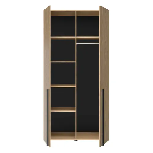Armoire 2 portes L. 100 cm NAEL imitation chêne et noir