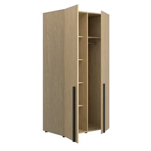 Armoire 2 portes L. 100 cm NAEL imitation chêne et noir