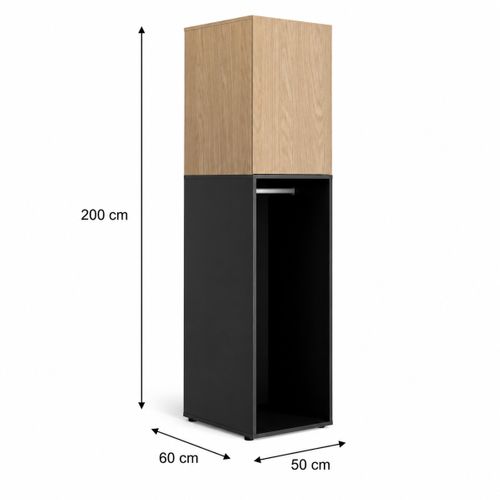 Armoire 1 porte L. 50 cm NAEL imitation chêne et noir