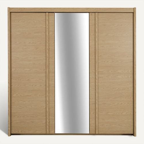 Armoire 3 portes battantes IZADI imitation chêne vue de face