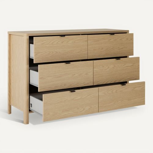 Commode 6 tiroirs IZADI imitation chêne