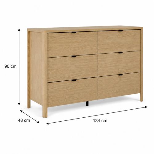Commode 6 tiroirs IZADI imitation chêne
