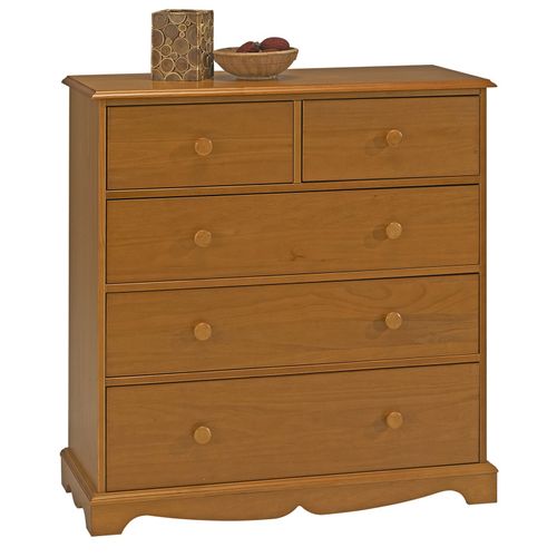 Commode Pin Miel De Style Anglais 5 Tiroirs L 96.2 H 97.4 P 42.5 Cm