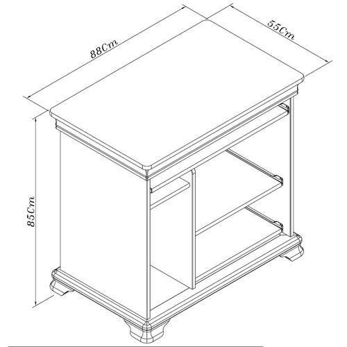 Desserte Informatique Pin Miel 5 Niches L 88 H 85.5 P 55 Cm