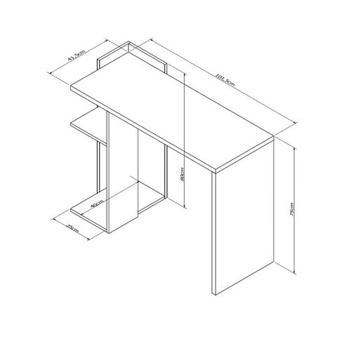 Bureau 102 Cm Blanc Et 1 Caisson Noyer