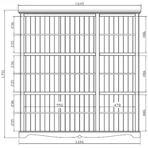 Bibliothèque Blanche Style Anglais 9 Portes Vitrées L163 H 170 P 37 Cm