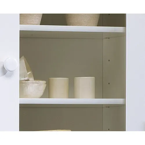 Buffet Vaisselier Blanc 4 Portes Style Anglais 6 Niches L 101 H 186 P 42 Cm