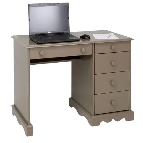 Bureau Taupe 5 Tiroirs Style Anglais