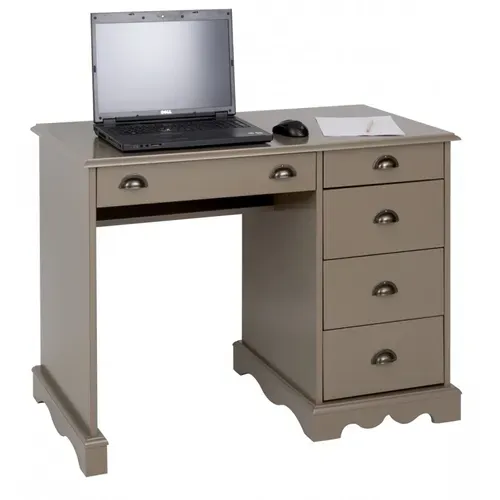 Bureau Taupe 5 Tiroirs Style Anglais