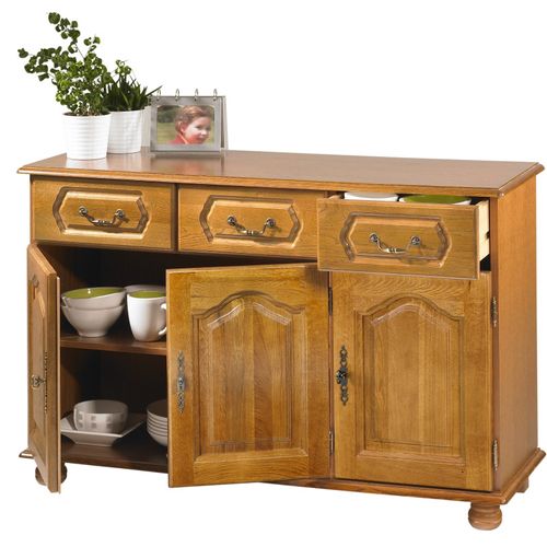 Buffet Bas Chêne 3 Portes 3 Tiroirs