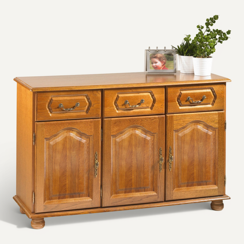 Buffet Bas Chêne 3 Portes 3 Tiroirs