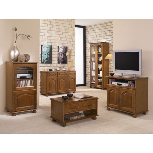 Vitrine Bibliothèque 2 Portes Vitrées Chêne 6 Niches L 82.4 H 182.2 P 33 Cm