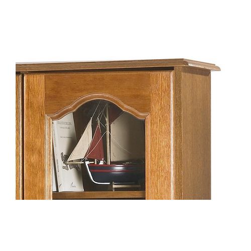Bibliothèque Chêne 3 Portes Vitrées 12 Niches L 120.6 H 182.2 P 33 Cm
