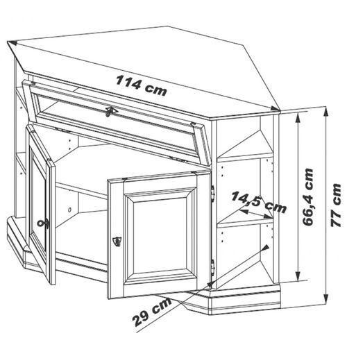 Meuble TV D'angle 2 Portes Merisier