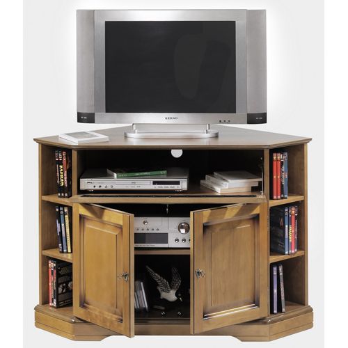 Meuble TV D'angle 2 Portes Merisier
