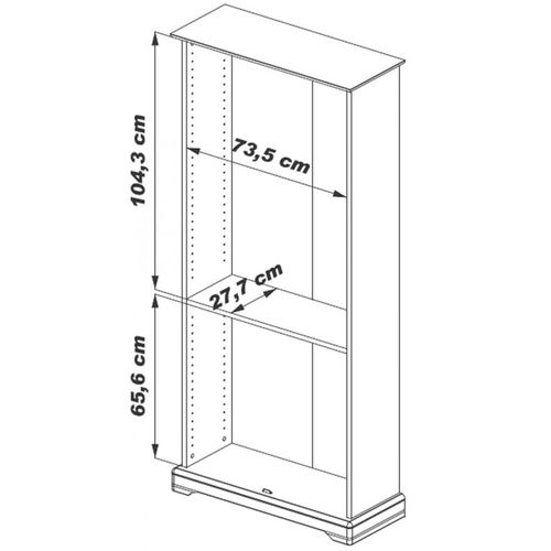 Bibliothèque 2 Portes Vitrées Merisier 5 Tablettes L 82.4 H 182.2 P 33 Cm