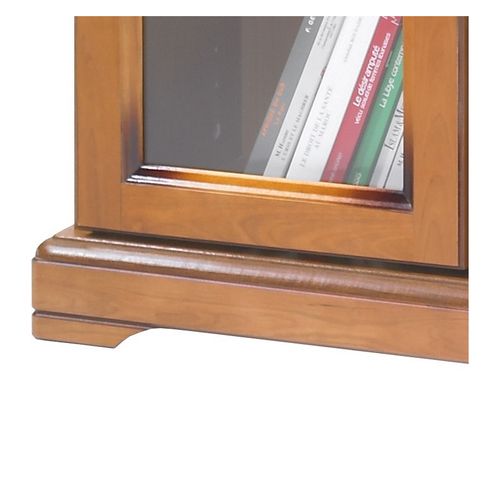 Bibliothèque Vitrine 3 Portes Vitrées Merisier 12 Niches L 120.6 H 182.2 P 33 Cm