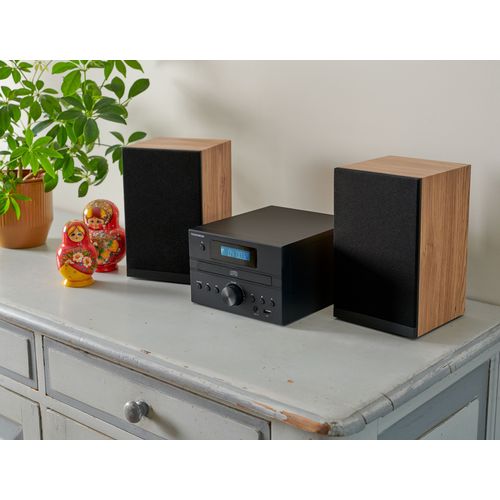 Micro Chaîne - Bluetooth - Radio - Cd - Mp3 - USB - Dab - Bois Et Noir