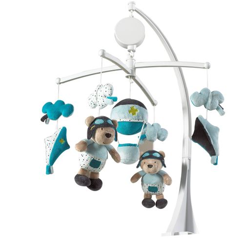 Mobile Tissu Musical En Velours Bleu