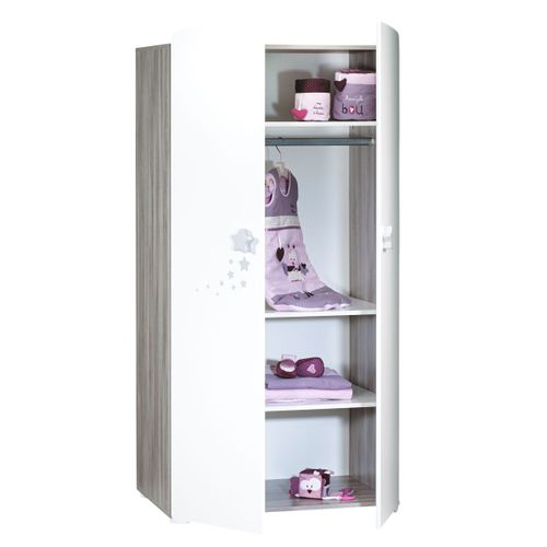 New Nao - Armoire Chambre Bébé 2 Portes - Etoiles Grises
