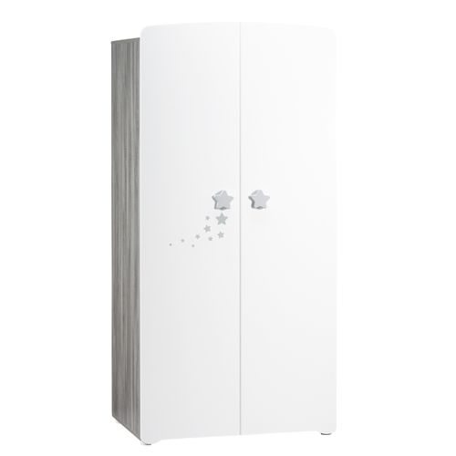New Nao - Armoire Chambre Bébé 2 Portes - Etoiles Grises