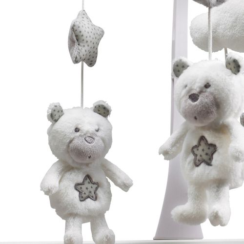 Mobile Musical Bébé Ours En Polyester Blanc