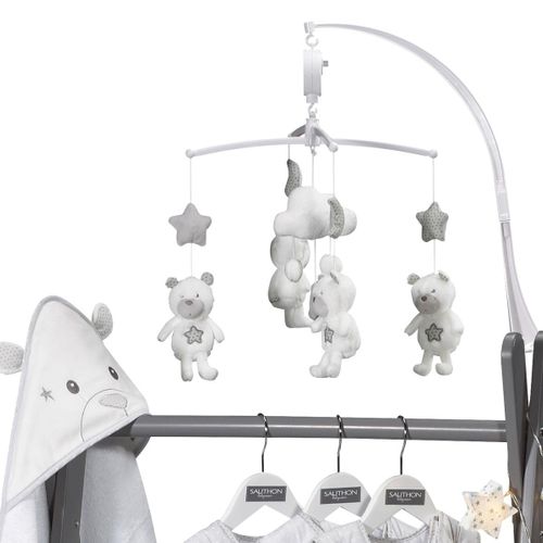 Mobile Musical Bébé Ours En Polyester Blanc