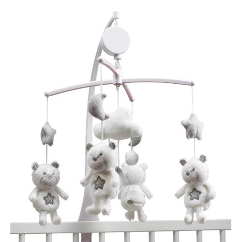 Mobile Musical Bébé Ours En Polyester Blanc