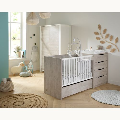 Lit Combiné 120x60 Évolutif En Bois Blanc