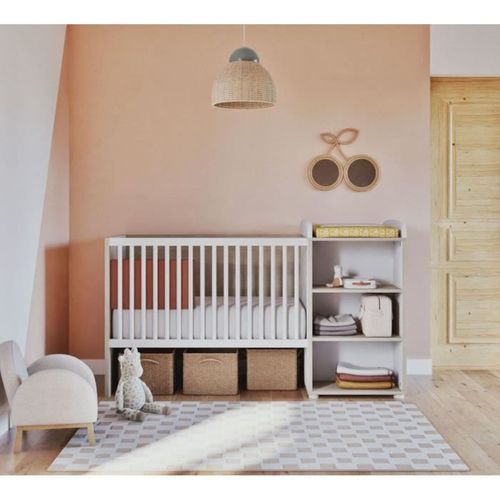 Lit Combiné - 120x60cm - Evolutif En 90x190cm - Babyprice Smile - Hetre