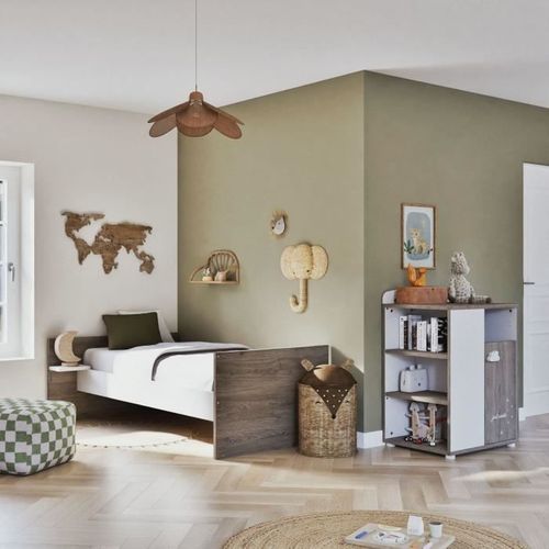 Lit Combiné - 120x60cm - Evolutif En 90x190cm - Babyprice Smile - Chene Silex