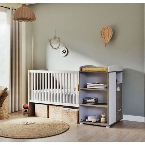 Lit Combiné - 120x60cm - Evolutif En 90x190cm - Babyprice Smile - Chene Silex