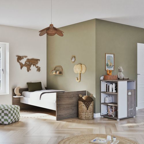 Lit Combiné - 120x60cm - Evolutif En 90x190cm - Babyprice Smile - Chene Silex