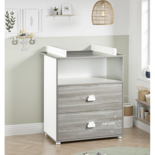 Smile - Commode À Langer 2 Portes Et 1 Niche Chêne Silex