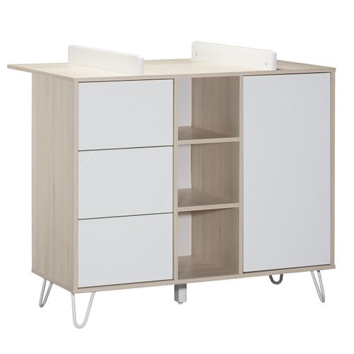 Plan à Langer Pour Grande Commode Happy - Blanc Et Bois