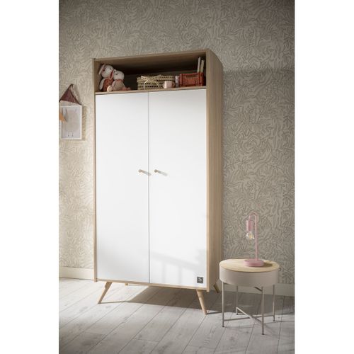 Armoire 2 Portes 1 Niche Access - Blanc Et Bois