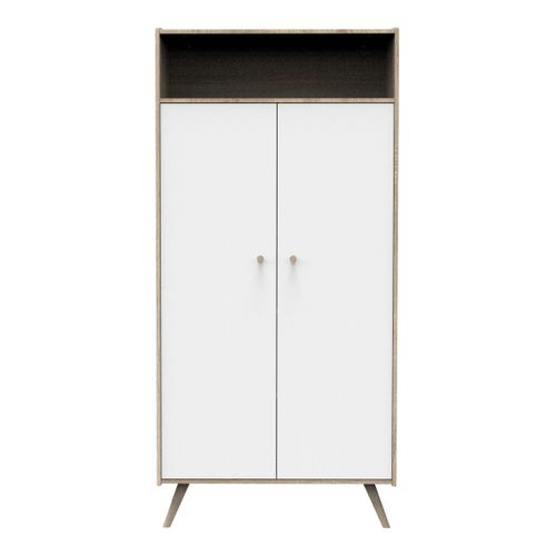 Armoire 2 Portes 1 Niche Access - Blanc Et Bois