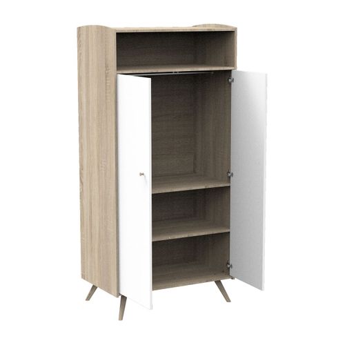 Armoire 2 Portes 1 Niche Access - Blanc Et Bois