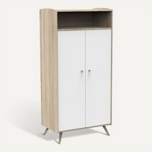 Armoire 2 Portes 1 Niche Access - Blanc Et Bois