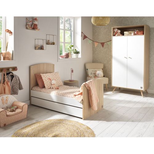 Armoire 2 Portes 1 Niche Access - Blanc Et Bois