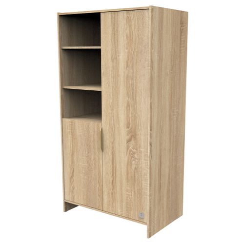 Armoire 2 Portes Et 3 Niches Avec Poignées Dorées Décor Chêne Doré