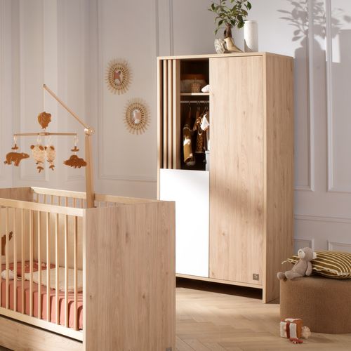 Armoire 2 Portes Et 1 Niche Avec Claustra En Bois Décor Chêne Suave