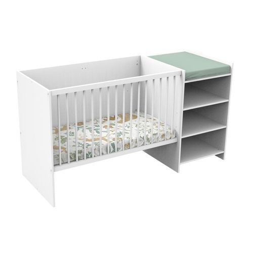 Lit Bébé Combiné 120x60 Évolutif En 90x190 En Bois Blanc