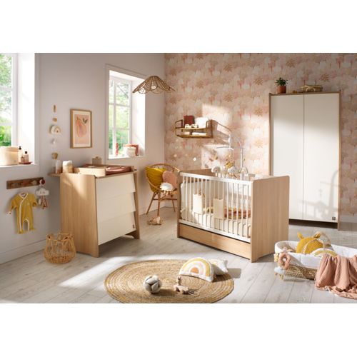 Lit Bébé 120 X 60 Avec Têtes De Lit Arrondies En Bois Décor Chêne Miel