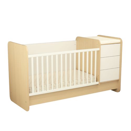 Lit Combiné 140x70 évolutif En 90x190 Avec Commode à Langer 3 Tiroirs