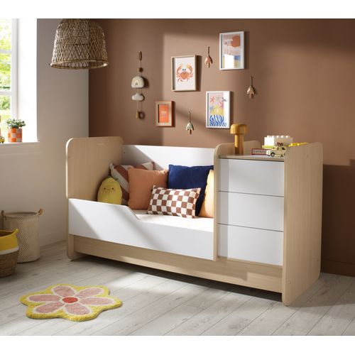 Lit Combiné 140x70 évolutif En 90x190 Avec Commode à Langer 3 Tiroirs