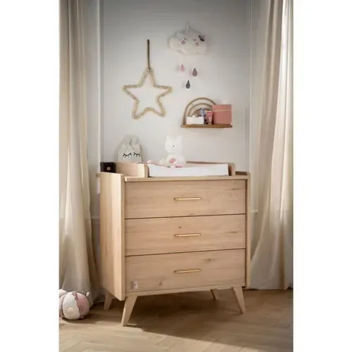 Arty Lit Bébé 120x60 + Commode 3 Tiroirs Chêne Suave, Poignées Au Choix