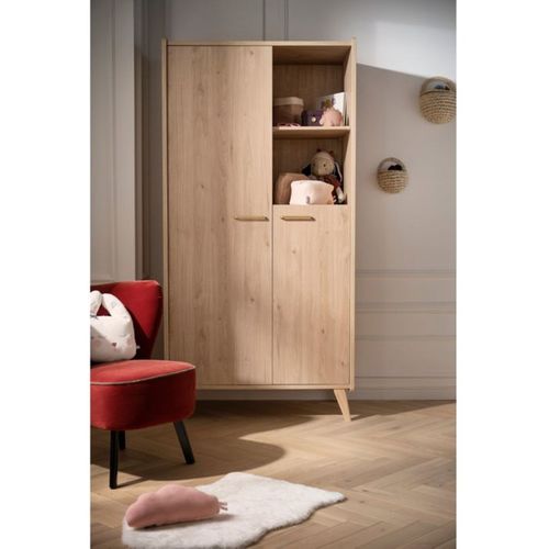 Pack Chambre Bébé Arty - Lit 120x60 Cm, Commode 3 Tiroirs, Armoire Marron